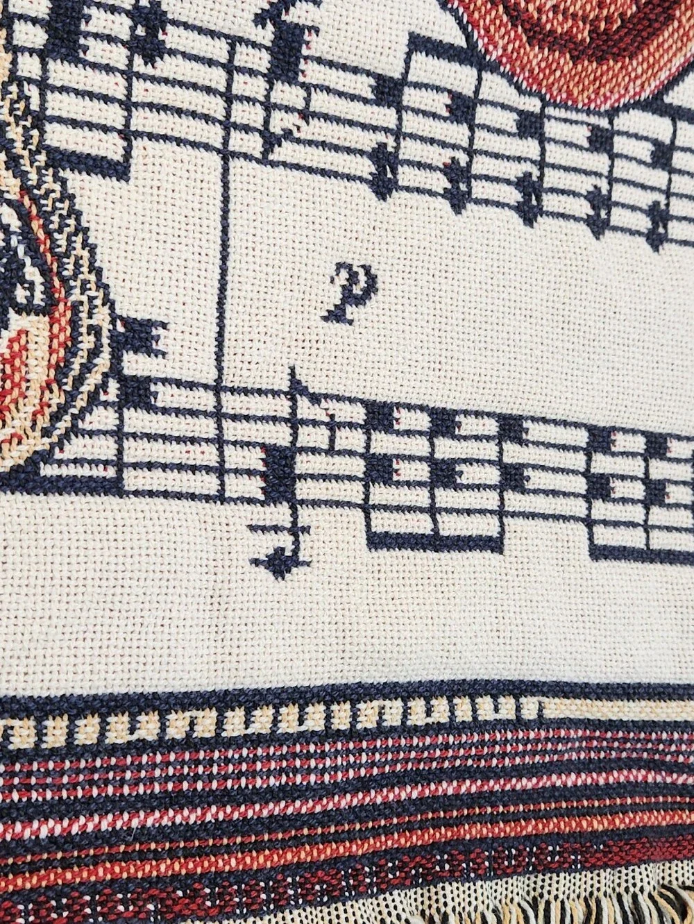 Goodwin weavers Musical Instruments Tapestry Throw Cream Brown USA Made